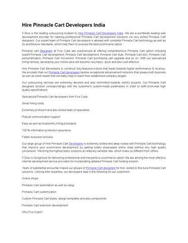 pinnacle cart developer